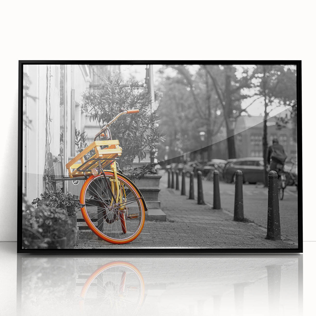 Large abstract wall art depicting Amsterdam scenery in muted tones on framed acrylic, ideal for modern art wall decor.