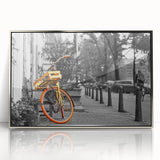 Framed acrylic print of Amsterdam scenery in muted colors, ideal for modern art wall decor.