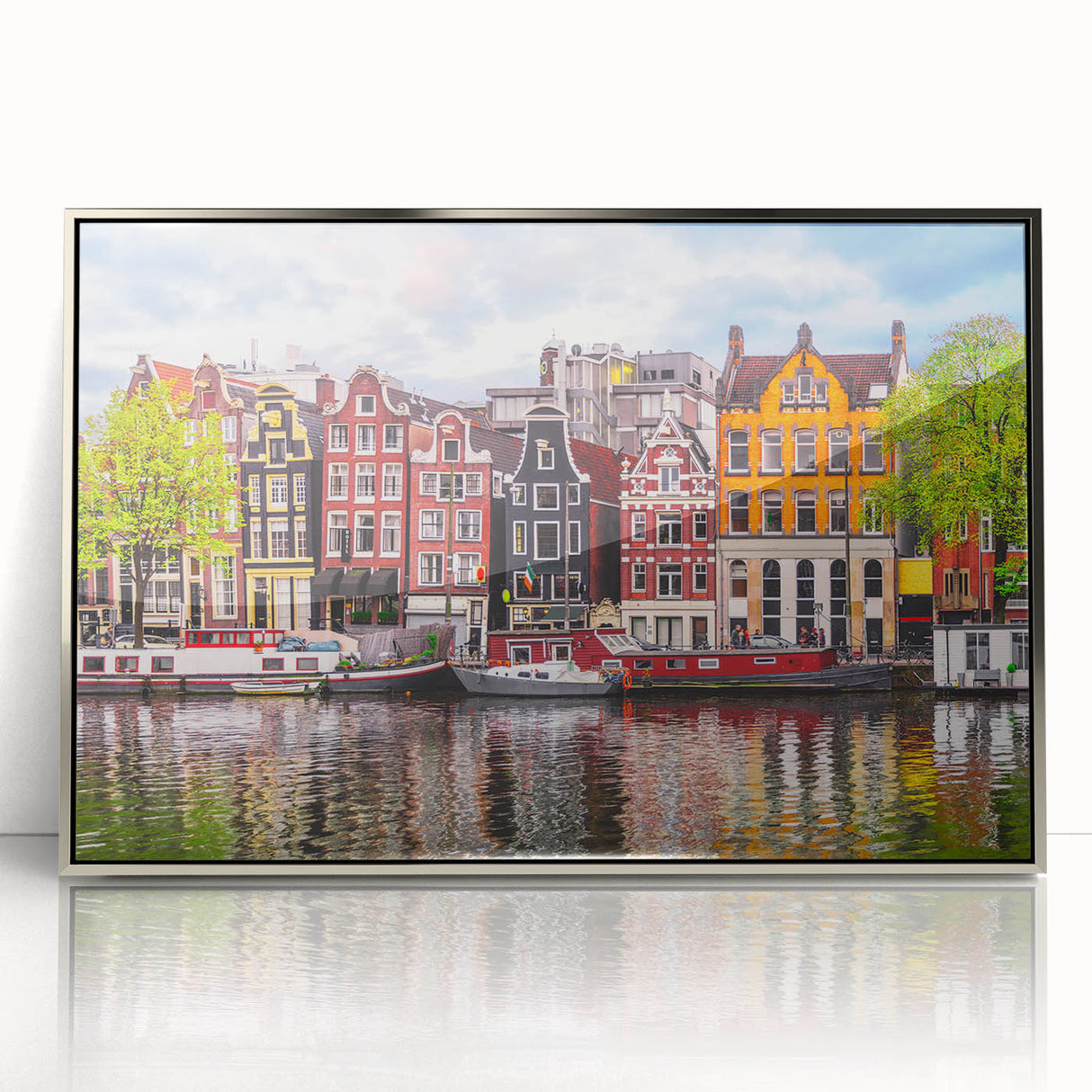 Framed acrylic print of a European landscape in muted earth tones, ideal for modern art wall decor.