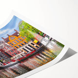 Extra large wall art featuring line art flowers in soft pastel shades on a rolled canvas.