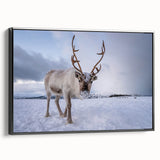 Black and white framed canvas of a vintage Norwegian landscape, ideal for bedroom wall decor.