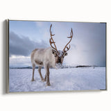 Landscape art painting of a Norwegian scenery in colorful art tones on a framed canvas, ideal for living room decor.