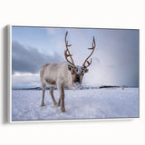 Vintage poster art of a scenic Norway landscape in colorful hues on a large framed canvas, ideal for living room decor.