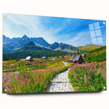 Acrylic print of a European cityscape in muted earth tones, ideal for dining room decor.