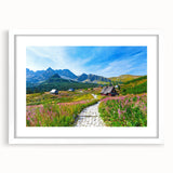 Textured abstract art print depicting a Polish landscape in muted earth tones on a framed white mat.