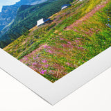 Art deco poster of a European cityscape in subdued beige and teal, on rolled canvas, suitable for dining room decor.