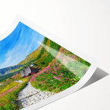 Extra large wall art featuring line art flowers in black and white on a rolled print, suited for large living room decor.