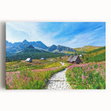 Black and white photograph of a European cityscape on stretched canvas, ideal for kitchen wall art or bedroom decor.