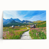 Black and white photo of a European cityscape on large stretched canvas, ideal for kitchen wall art.