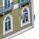 Large abstract wall art of Lisbon in muted earth tones on acrylic glass, suitable for dining room ambiance.