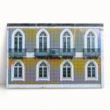 Large black and white acrylic print of Lisbon scenery, ideal for kitchen wall art.