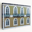 Lisbon cityscape depicted in vibrant hues on a large stretched canvas, suitable for kitchen wall art.