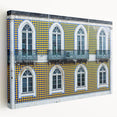 Lisbon cityscape depicted in vibrant hues on a large stretched canvas, suitable for kitchen wall art.