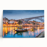 Black and white photograph of Porto, Portugal on stretched canvas, ideal for kitchen wall art.