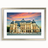 Extra large abstract art print of a textured European landscape in silver frame, ideal for living room decor.