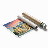 Extra large rolled print depicting a floral scene in Romania, ideal for classy bathroom or large living room decor.