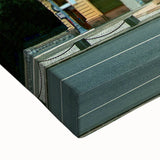 Large art depicting a black and white landscape painting of the Romanian countryside on stretched canvas.