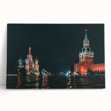 Black and white stretched canvas of Moscow skyline, ideal for kitchen wall art.