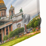 Large abstract depiction of St. Petersburg on acrylic glass, in muted colors, ideal for dining room art.