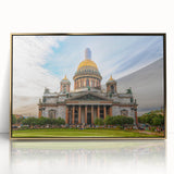 Art deco poster of St. Petersburg scenery in gold acrylic frame, suitable for modern nursery wall decor.