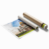 Extra large rolled print of a floral scene in muted pastel shades, ideal for classy bathroom wall art.