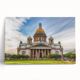 Black and white stretched canvas of Saint Petersburg skyline, ideal for kitchen wall art.