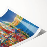 Extra large wall art featuring line art flowers in black on a white background, rolled canvas.