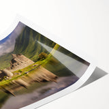 Extra large wall art featuring line art flowers in muted earth tones on a rolled print, ideal for large living room decor.