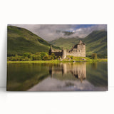 Black and white photograph of a Scottish landscape on stretched canvas, ideal for kitchen wall art.