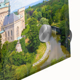 Large abstract wall art depicting a European scenery in Slovakia, in muted earth tones on acrylic glass.