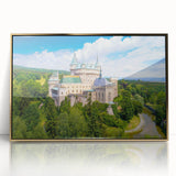 Acrylic print of a European scenery in Slovakia featuring gold and green tones, ideal for modern nursery decor.