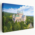 Large wall art on canvas depicting a serene European landscape in muted earth tones, ideal for kitchen wall decor.