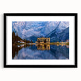 Extra large wall art depicting abstract, colorful art of a Slovenian landscape in textured tones, framed in black.