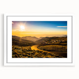 Extra large abstract art print featuring textured scenery of Andalucia, Spain in muted earth tones on a framed canvas.