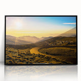 Large abstract wall art depicting Andalucia, Spain scenery in muted earth tones on framed acrylic.