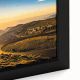 Extra large framed canvas of a textured Andalucia, Spain scenery in black with vibrant, colorful accents.