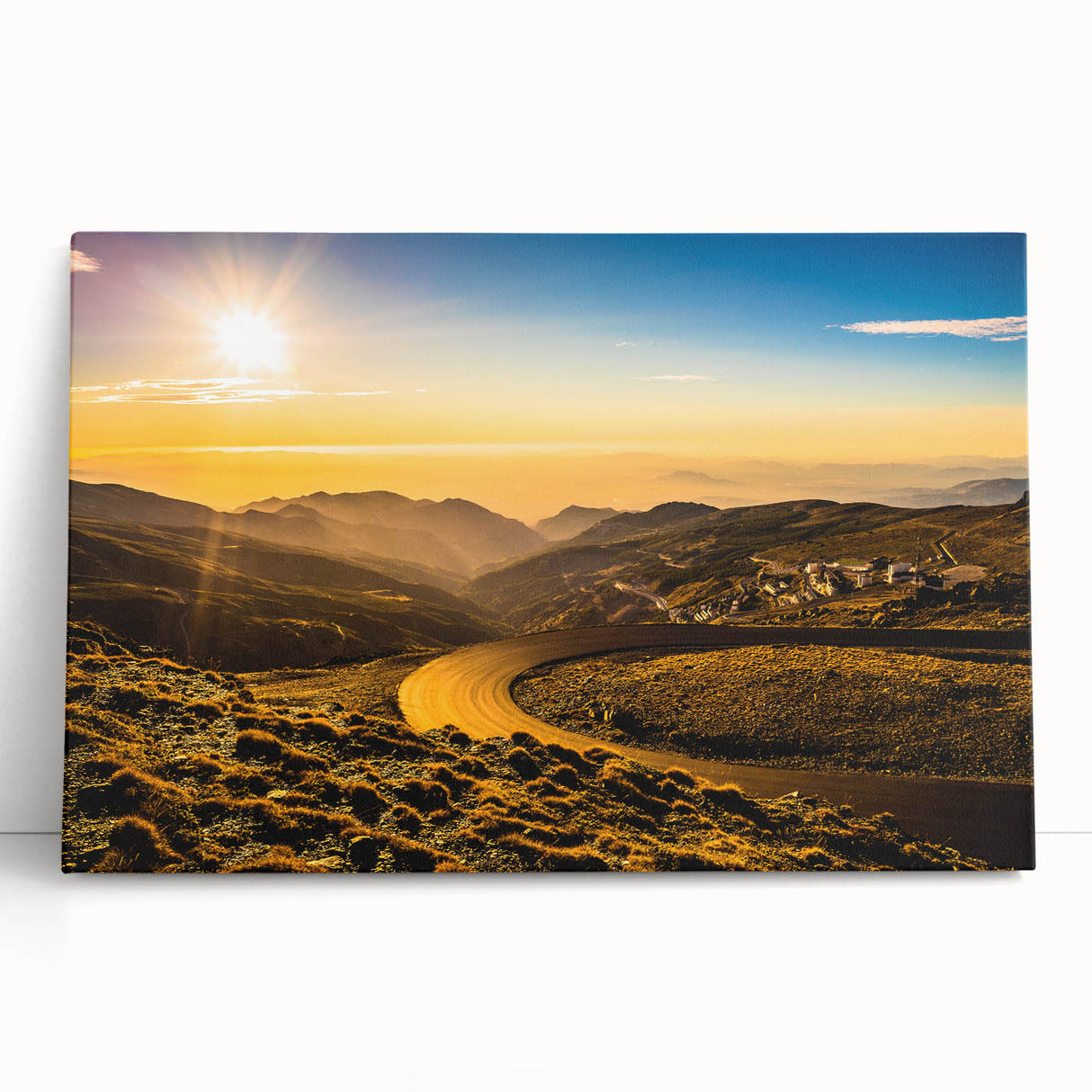 Black and white photograph of Andalucía scenery on stretched canvas.