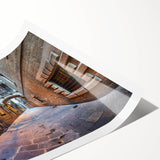 Extra large wall art featuring line art flowers, set in a Barcelona scenery with muted earth tones on a rolled print.