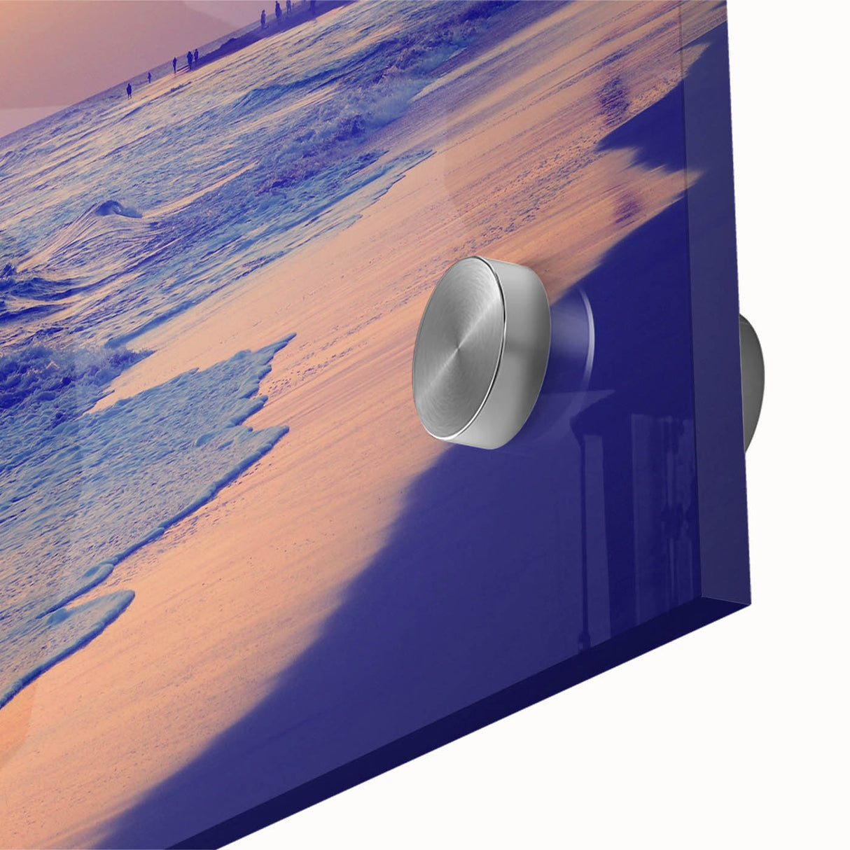 Large abstract wall art depicting a scenic European landscape in muted earth tones on acrylic glass.
