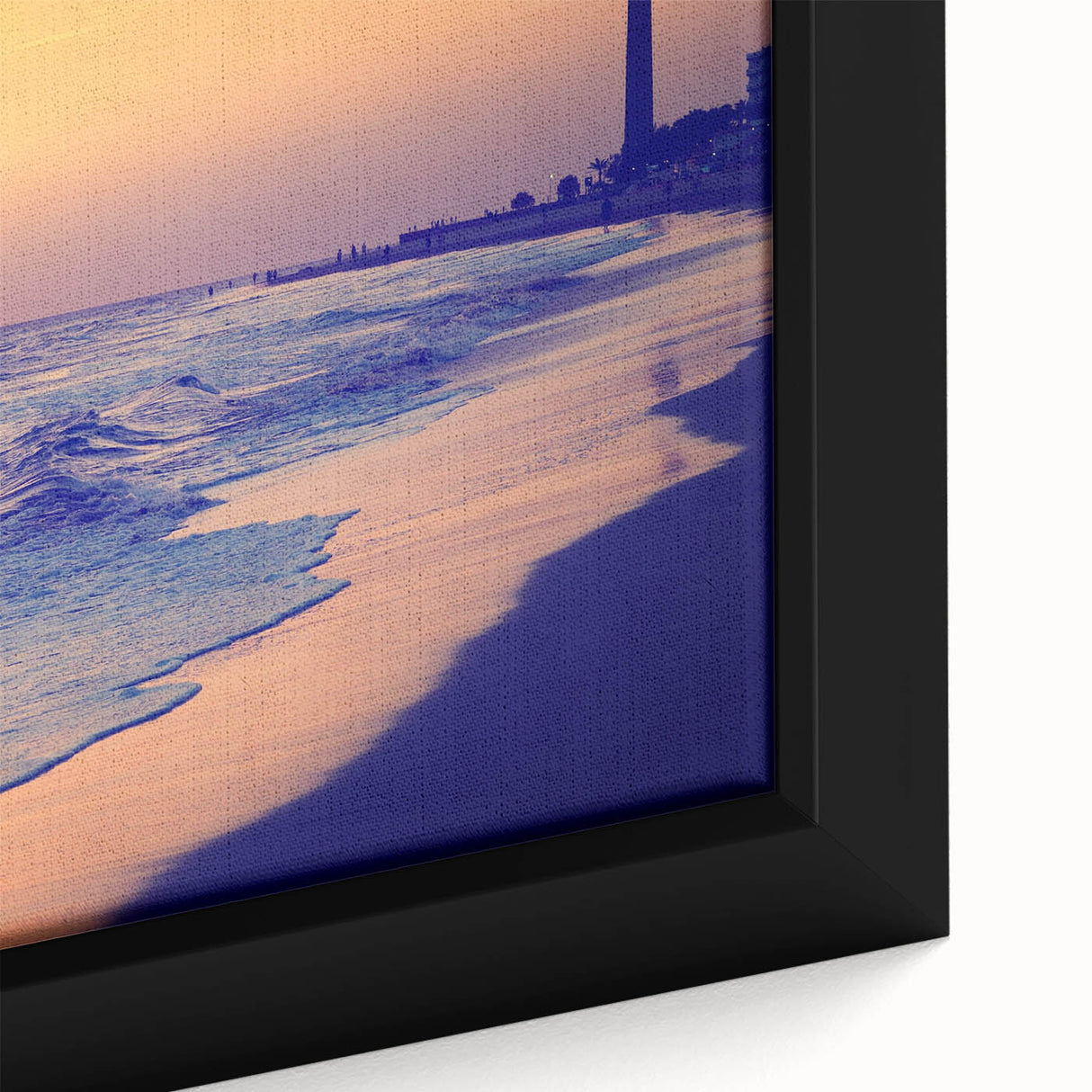 Extra large framed canvas featuring a textured depiction of the Canary Islands in black with colorful accents.