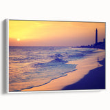 Vintage poster art of a colorful Canary Islands scenery on extra large framed canvas, ideal for living room decor.