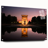 Acrylic print of a large abstract depiction of Madrid's cityscape in muted earth tones, ideal for dining room decor.