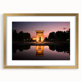 Extra large abstract art print of Madrid scenery in textured style, set in a gold frame, suitable for living room decor.