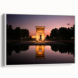 Vintage poster art of Madrid scenery in colorful hues on extra large framed canvas, ideal for living room decor.