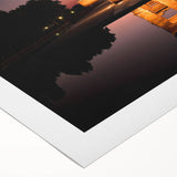 Art deco poster of Madrid skyline in muted earth tones on rolled canvas, suitable for dining room decor.