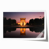 Rolled print of Madrid cityscape with floral elements in soft pastel shades, ideal for art wall dining room.