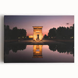 Black and white photograph of Madrid's cityscape on stretched canvas, ideal for kitchen wall art.