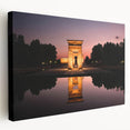Large stretched canvas featuring a detailed Madrid cityscape in soft earth tones, ideal for kitchen wall art.