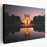Large stretched canvas featuring a detailed Madrid cityscape in soft earth tones, ideal for kitchen wall art.