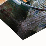 Large art featuring a black and white landscape painting of Stockholm on stretched canvas, suited for bedroom decor.